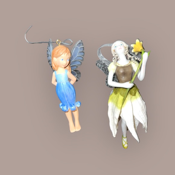 2002 Porcelain Christmas Fairy & 2010 Bluebell Fairy Hallmark Keepsake Ornaments - Picture 1 of 7